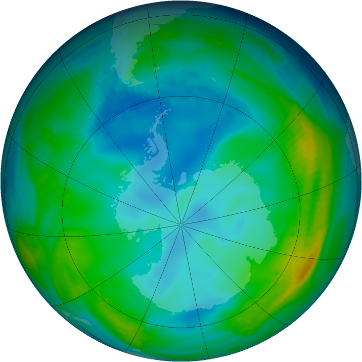 Antarctic ozone map for 01 June 1998